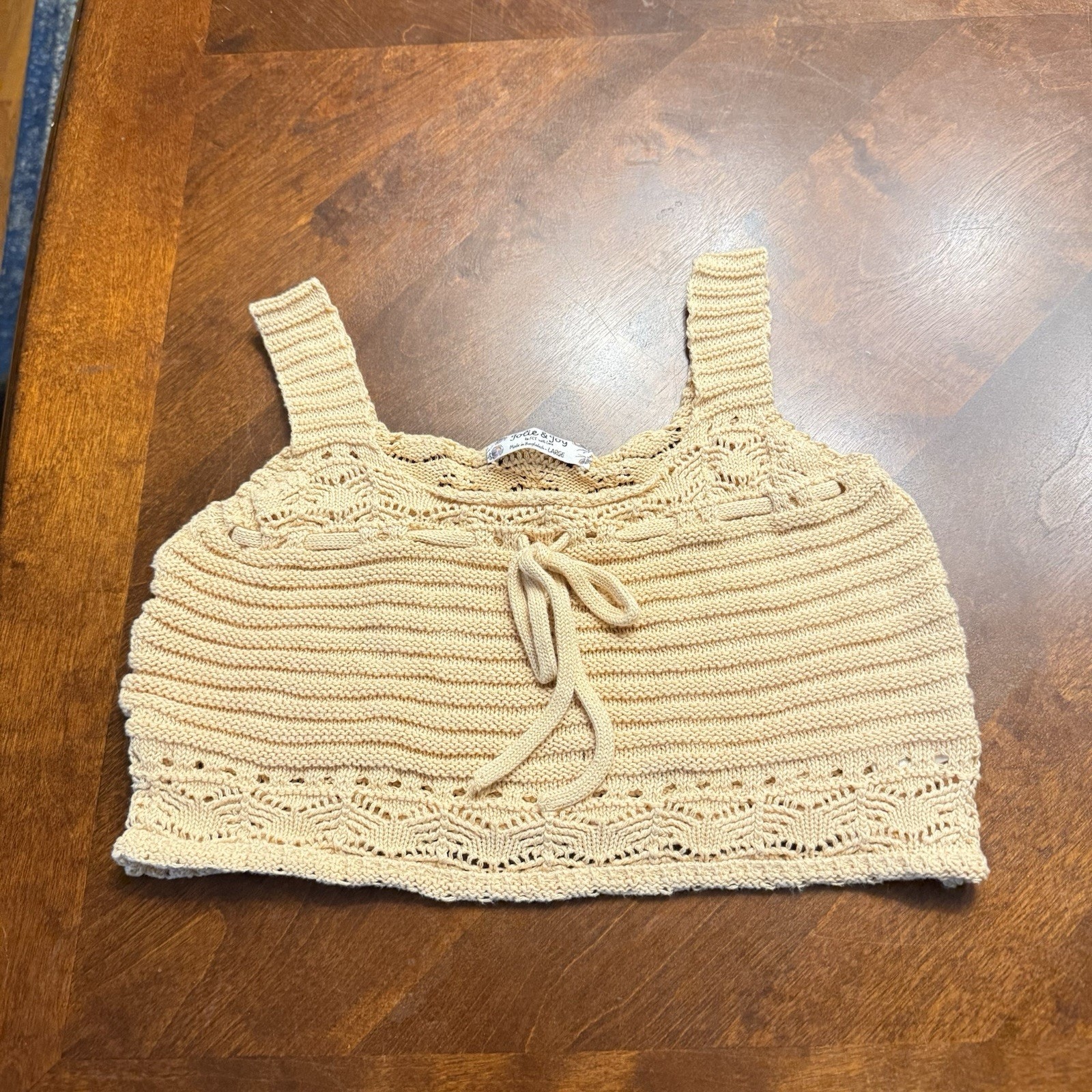 Jolie & Joy Fct 2pc Crochet Knit Set Large Crop Tank Top & Shorts Euc — image 3 of 8